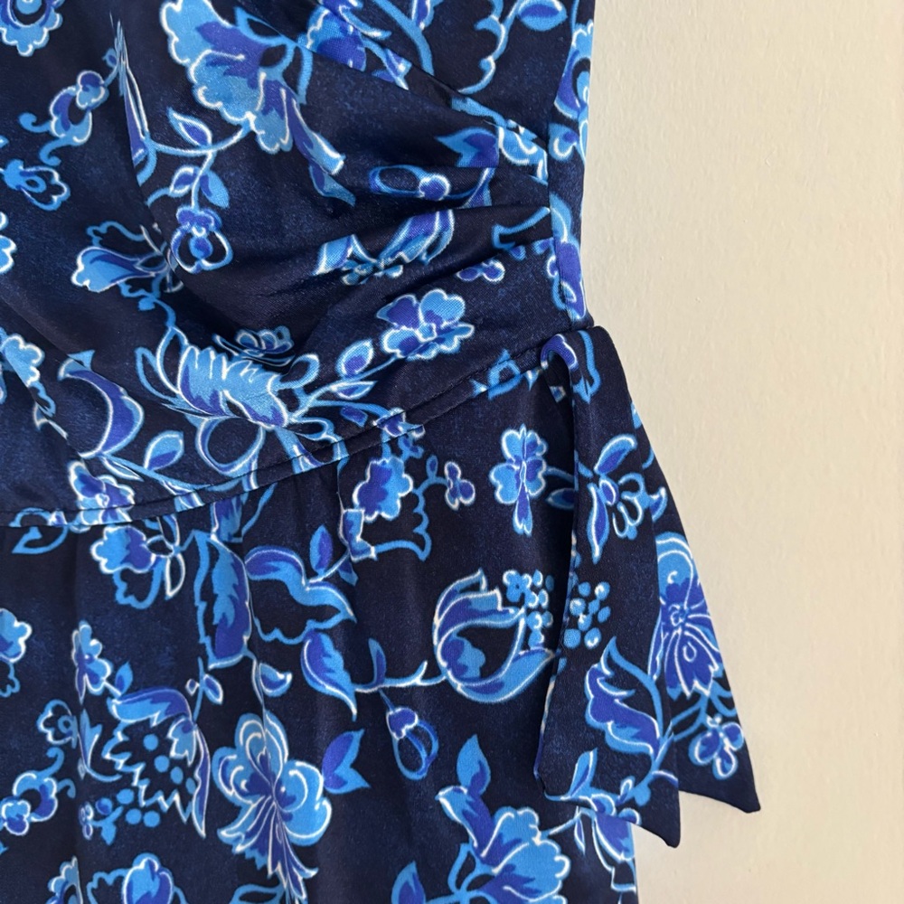 MAXINE OF HOLLYWOOD Flattering One Piece Skirt Swimwear Floral Blue - Picture 2 of 8